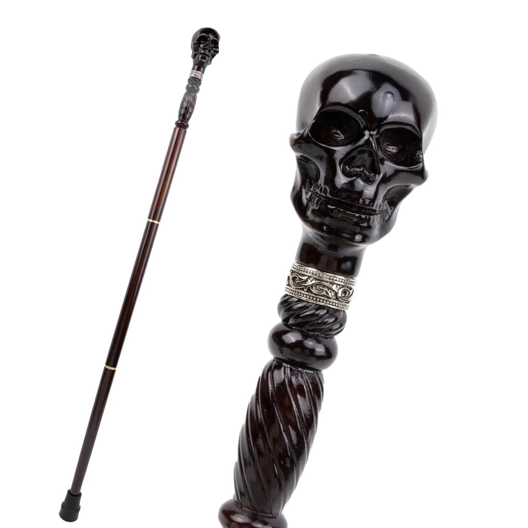 Black Wood Steampunk Cane With Skull chic