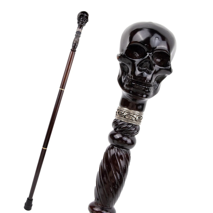Black Wood Steampunk Cane With Skull chic