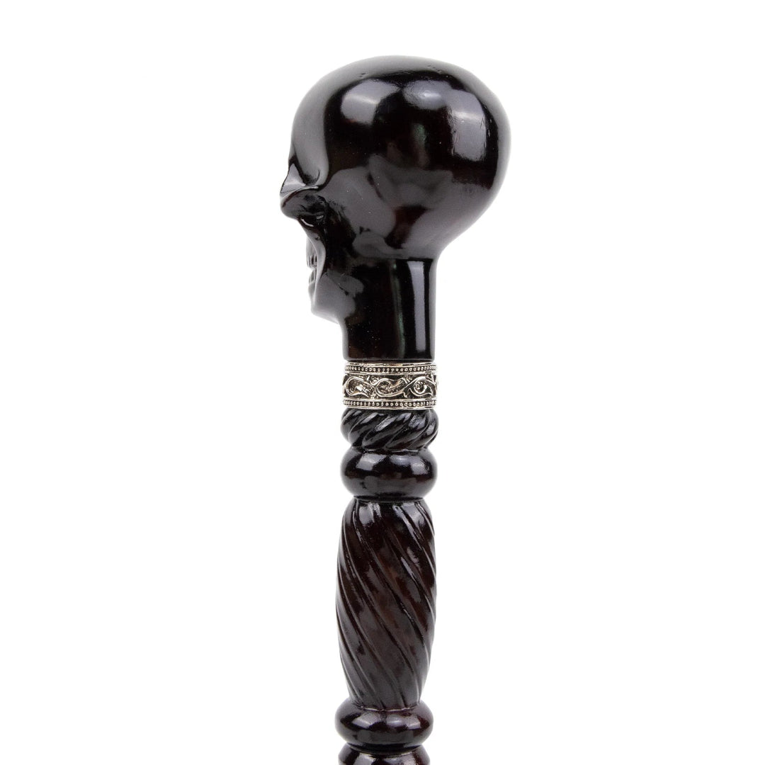 Black Wood Steampunk Cane With Skull tendance