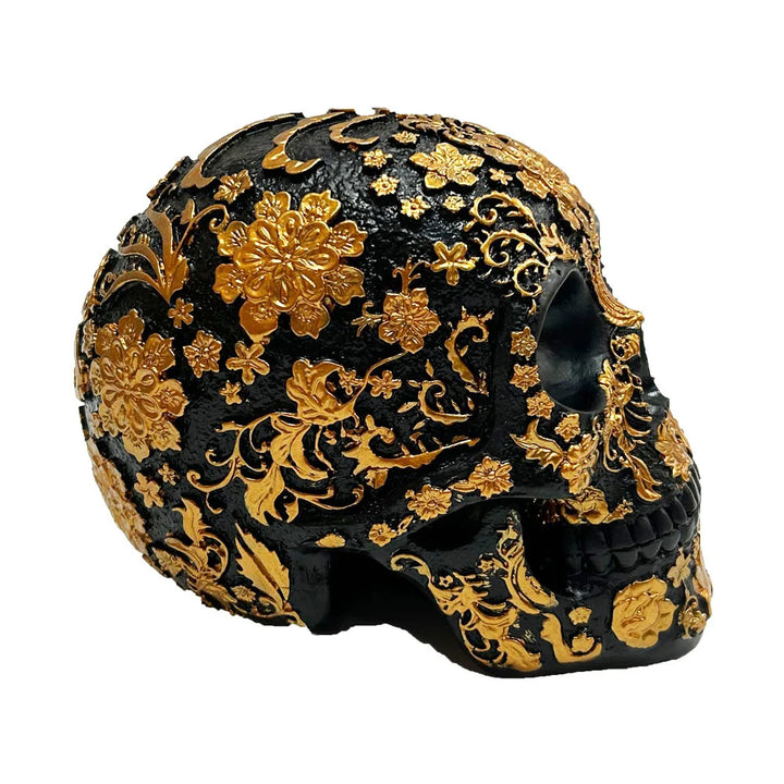 Black and Gold Steampunk Skull Sculpture Stylish
