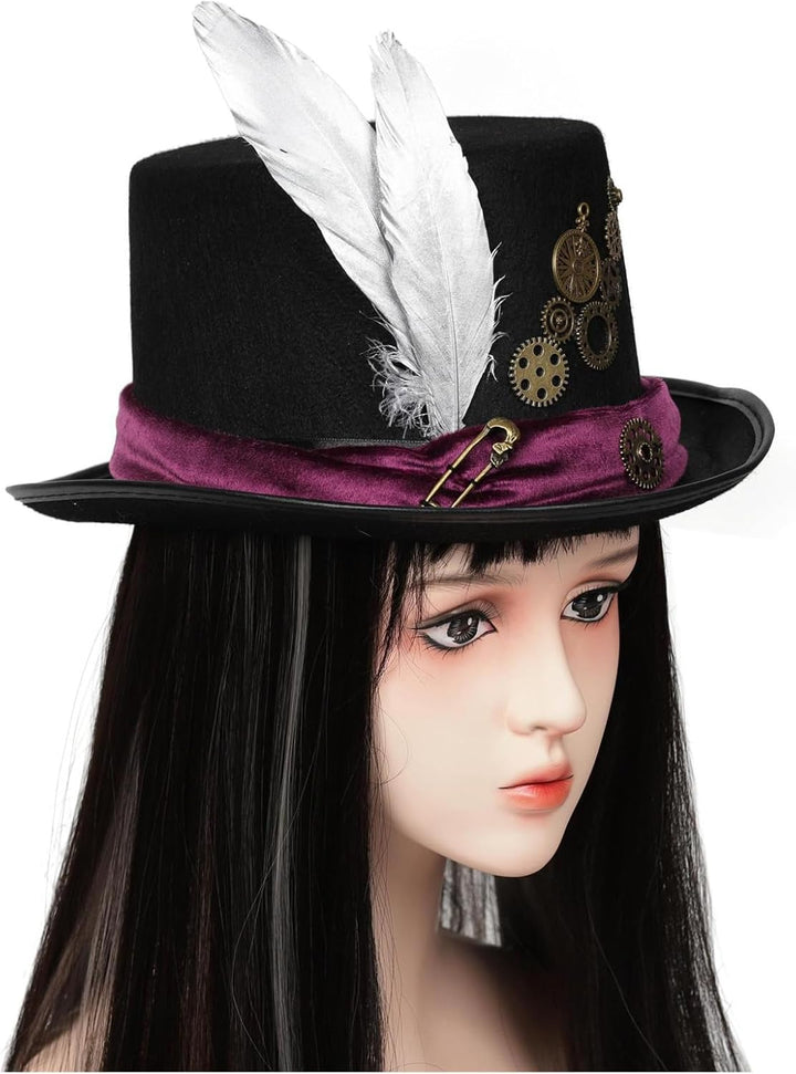 Black and Purple Steampunk Hat for Women – gothic style