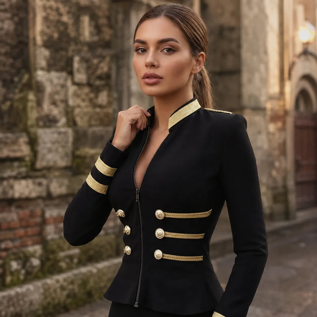 Black and gold steampunk jacket