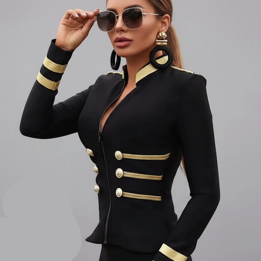 Black and gold steampunk jacket