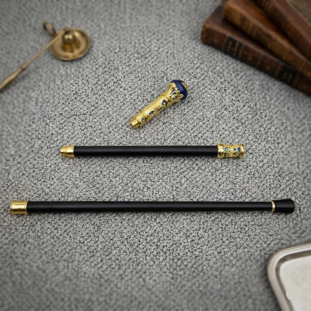 Blue And Gold Steampunk Cane lux
