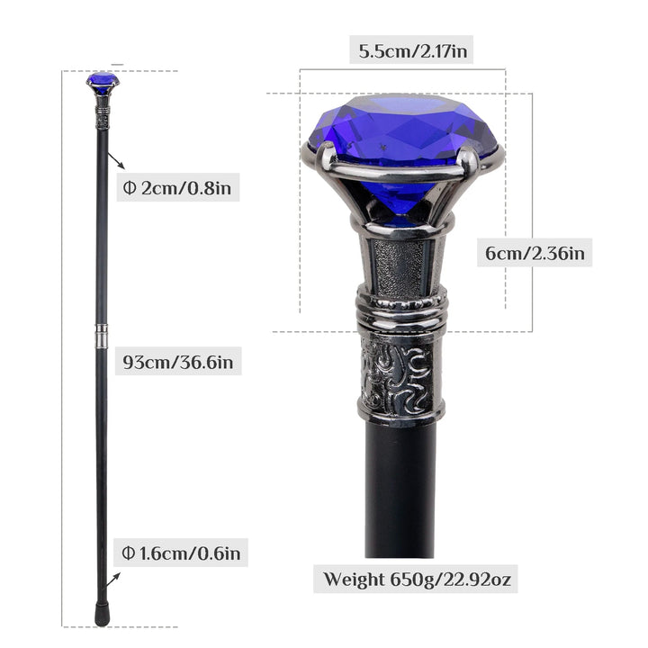 Blue Diamond Steampunk Cane fashionable