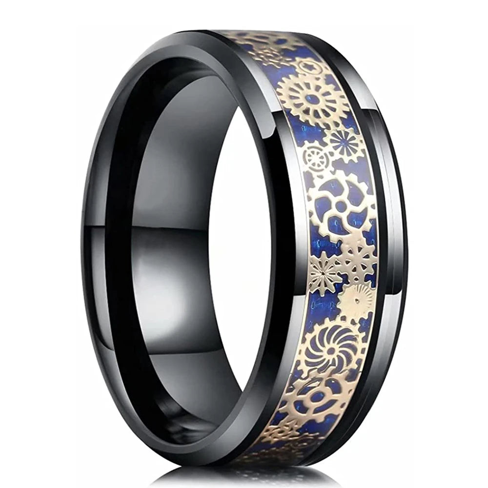 Blue Steampunk Ring With Gears stylish