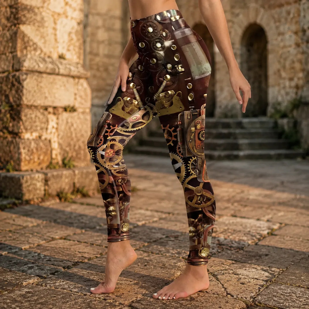 Brown Elastic Steampunk Leggings