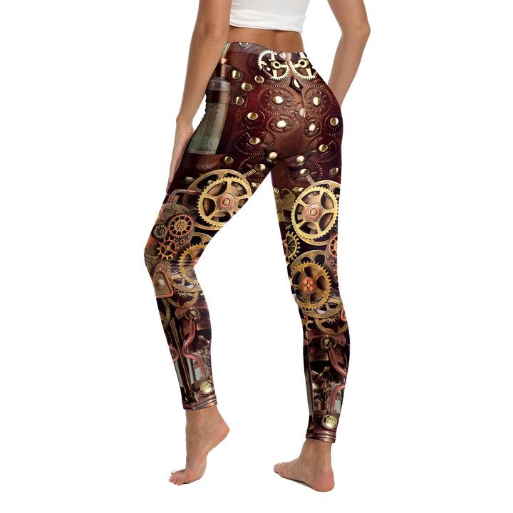 Brown Elastic Steampunk Leggings Back