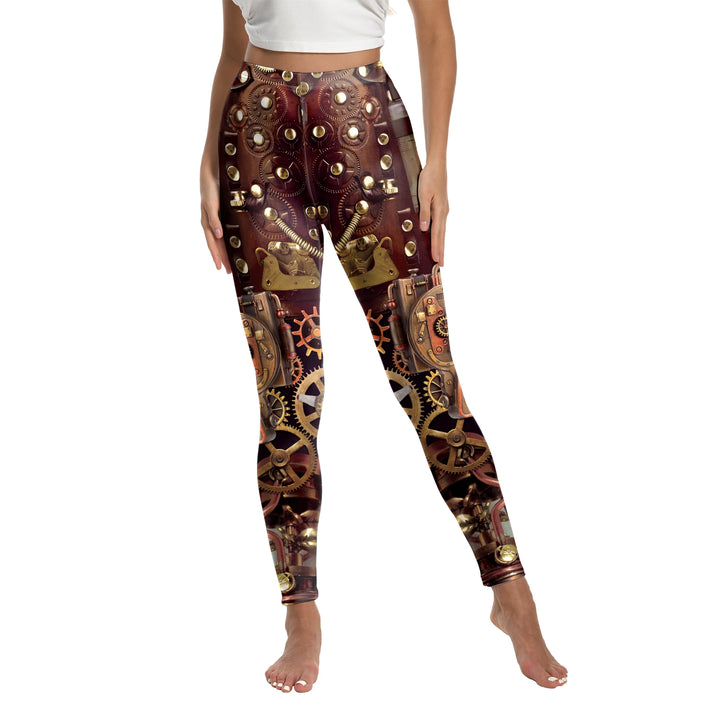 Brown Elastic Steampunk Leggings Stylish