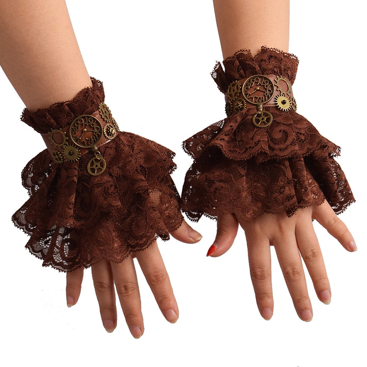 Brown Lace Steampunk Lolita Bracelet fashion