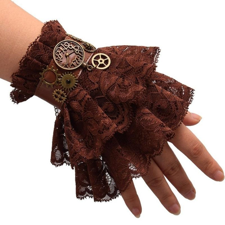 Brown Lace Steampunk Lolita Bracelet tendance