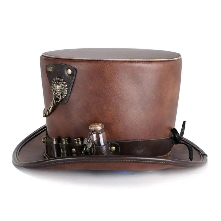 Brown PU Leather Steampunk Hat Unique