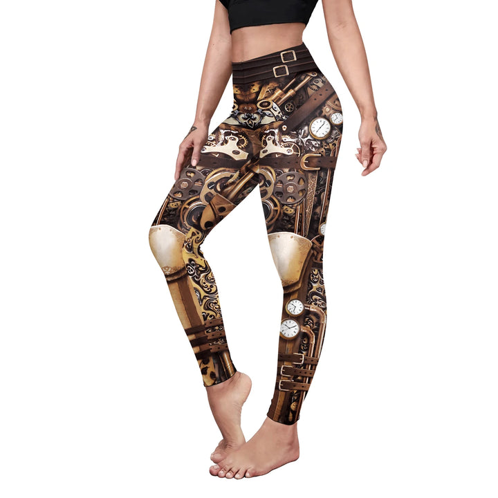 Brown Steampunk Leggings for Women Stylish