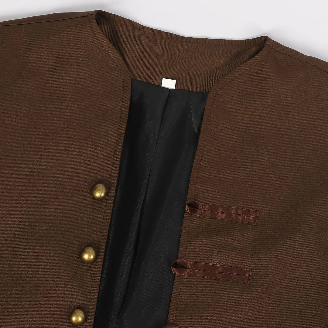 Brown steampunk medieval coat long silhouette