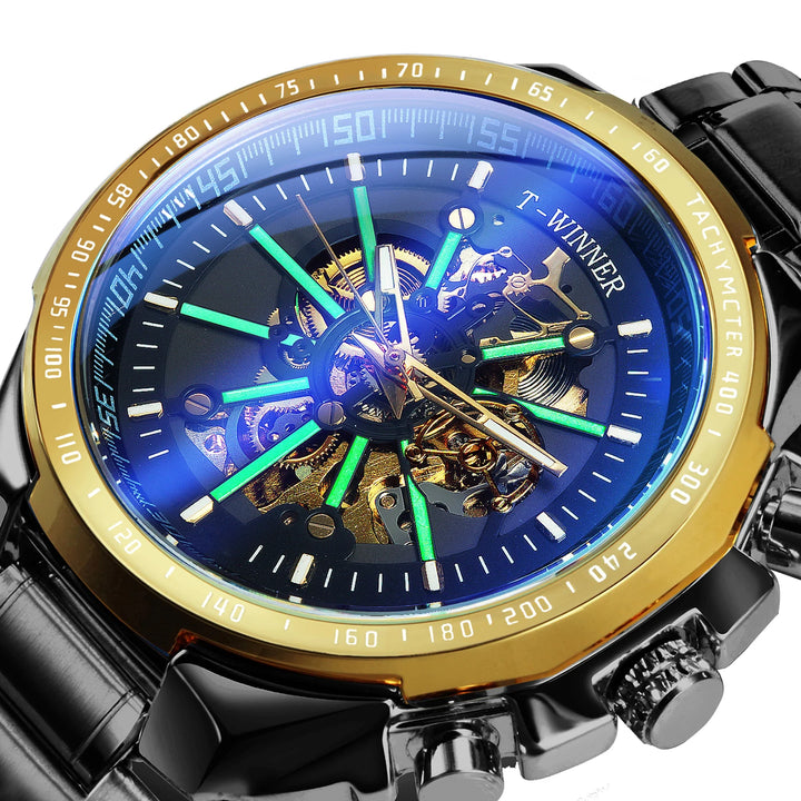 Casual-chic Steampunk Wristwatch Black Golden Blue