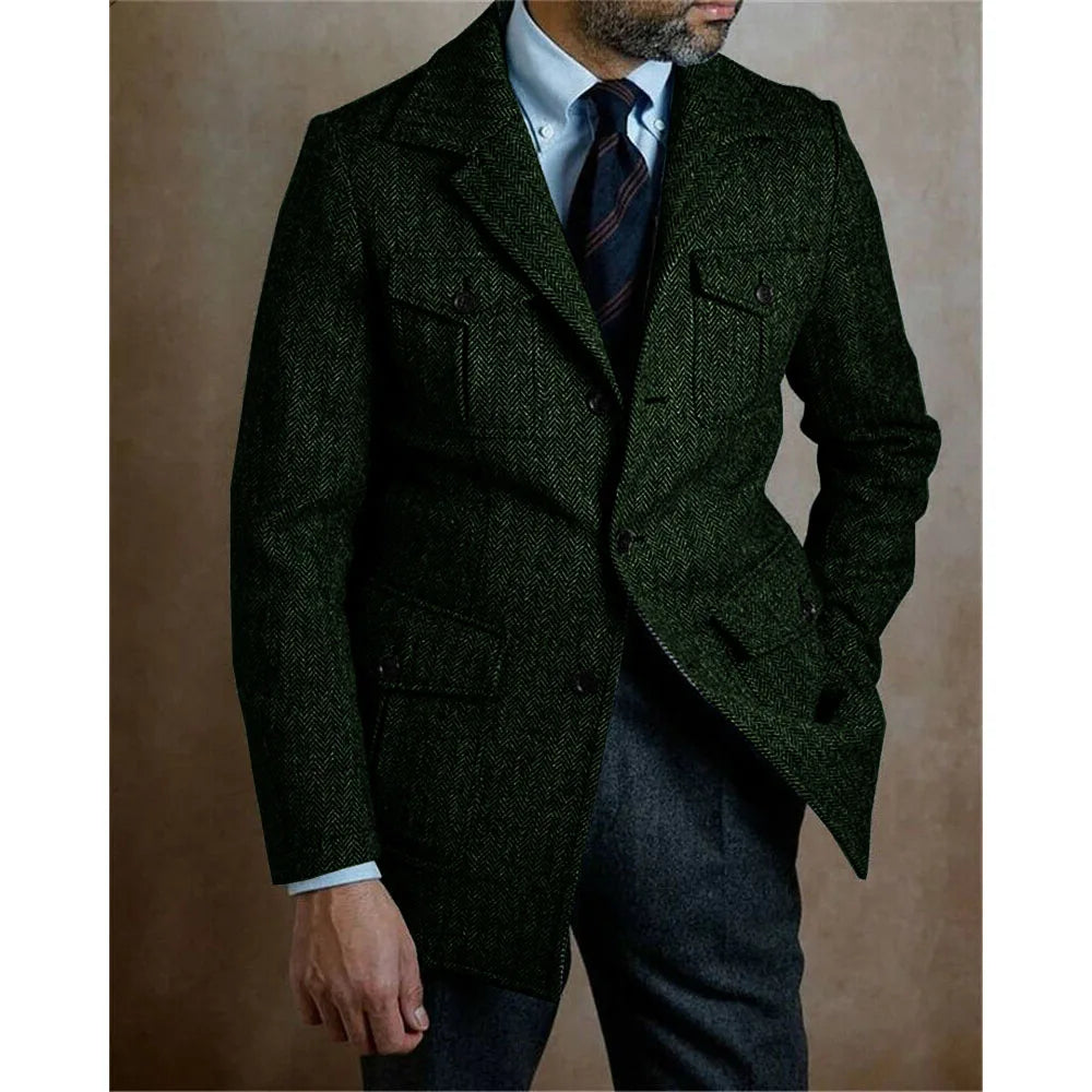 Casual Chic Steampunk Blazer Jacket Dark Green