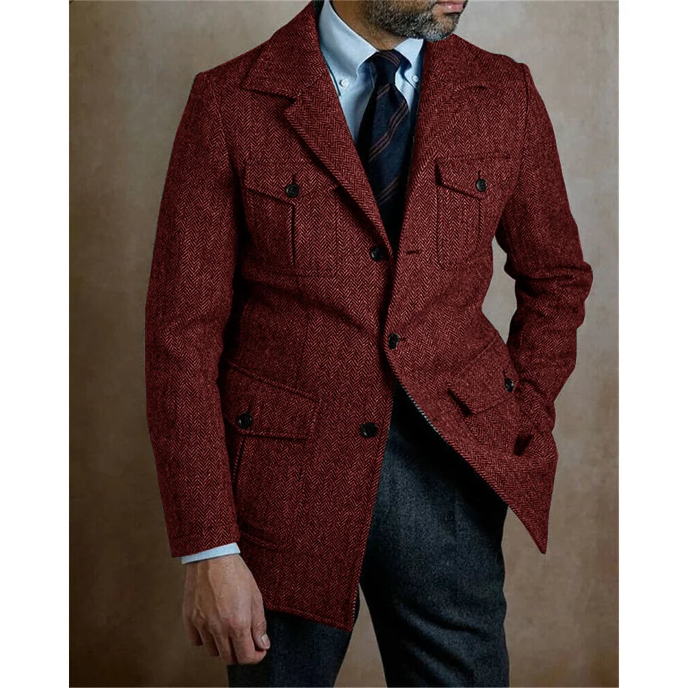 Casual Chic Steampunk Blazer Jacket Dark Red