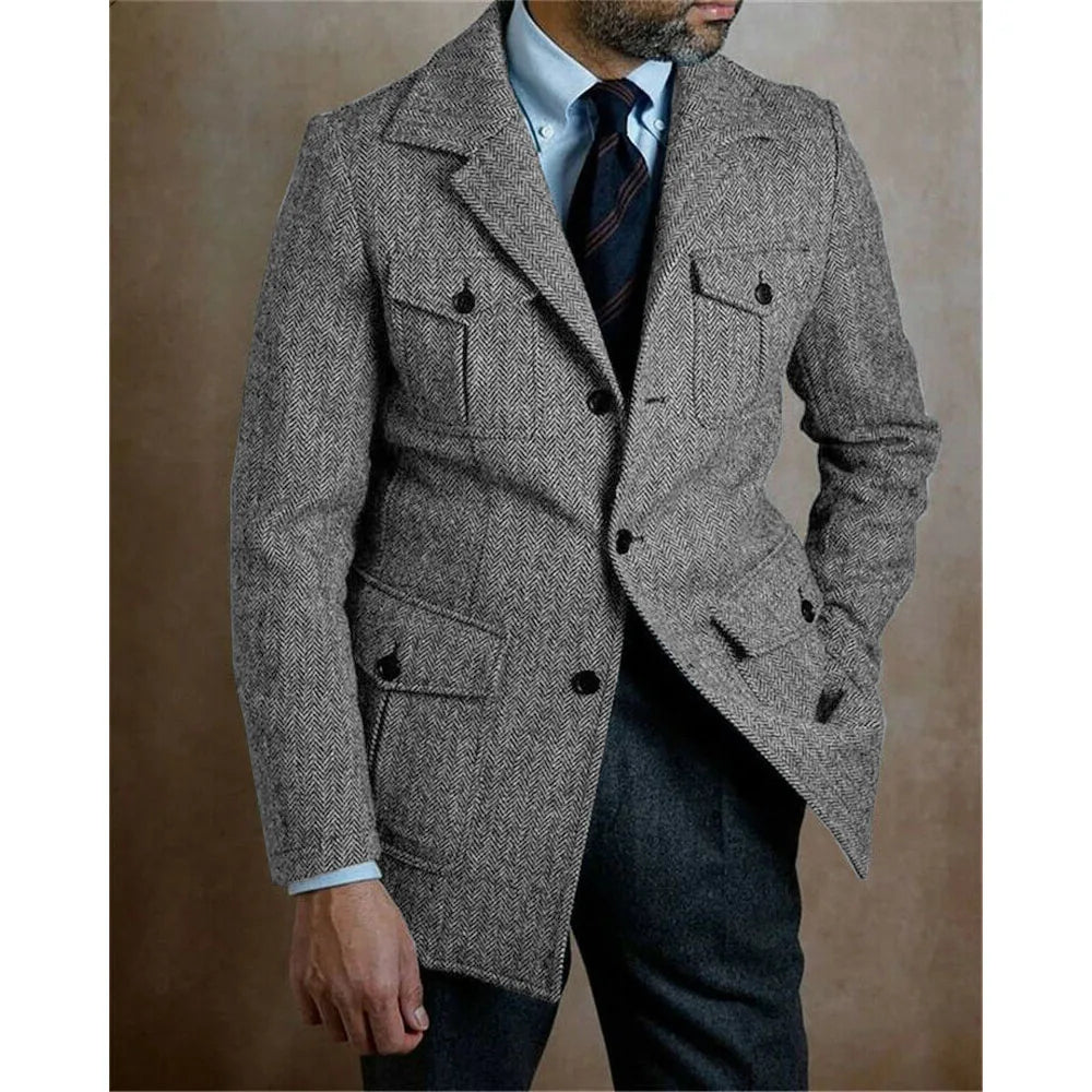 Casual Chic Steampunk Blazer Jacket Gray