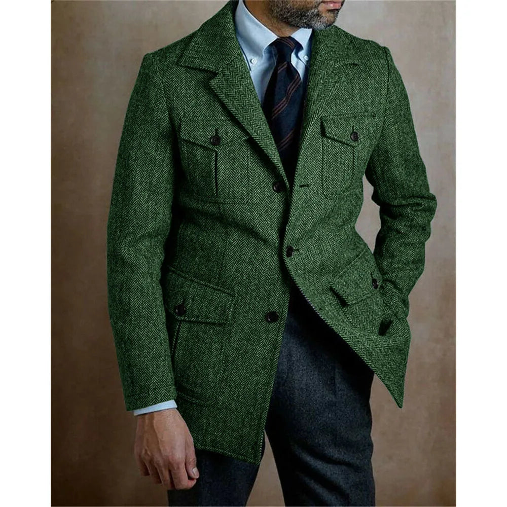 Casual Chic Steampunk Blazer Jacket Green