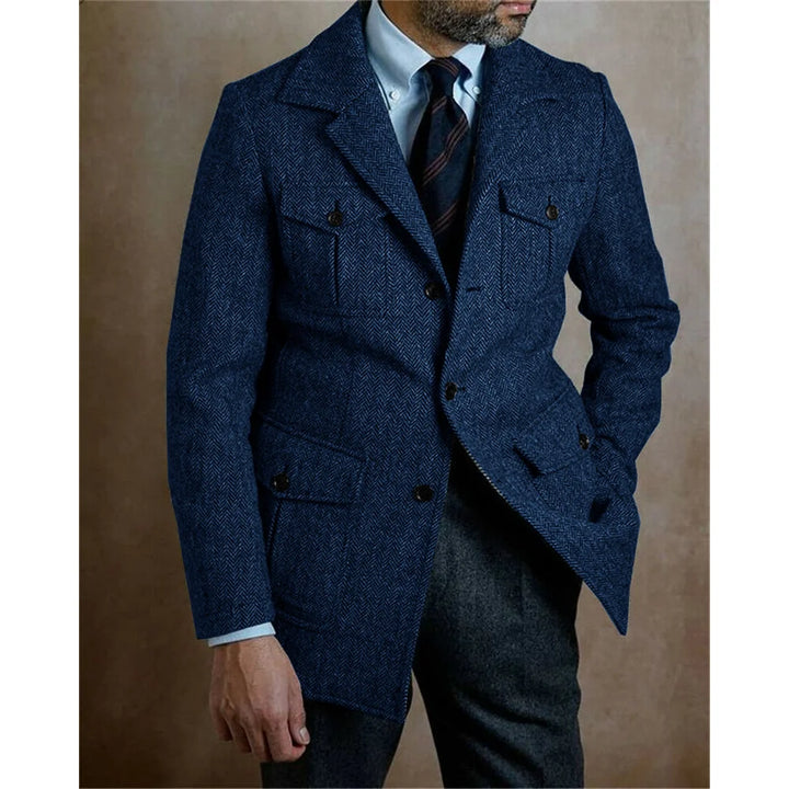 Casual Chic Steampunk Blazer Jacket Navy Blue
