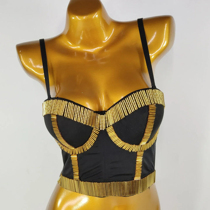 Casual Steampunk Corset Top Gold