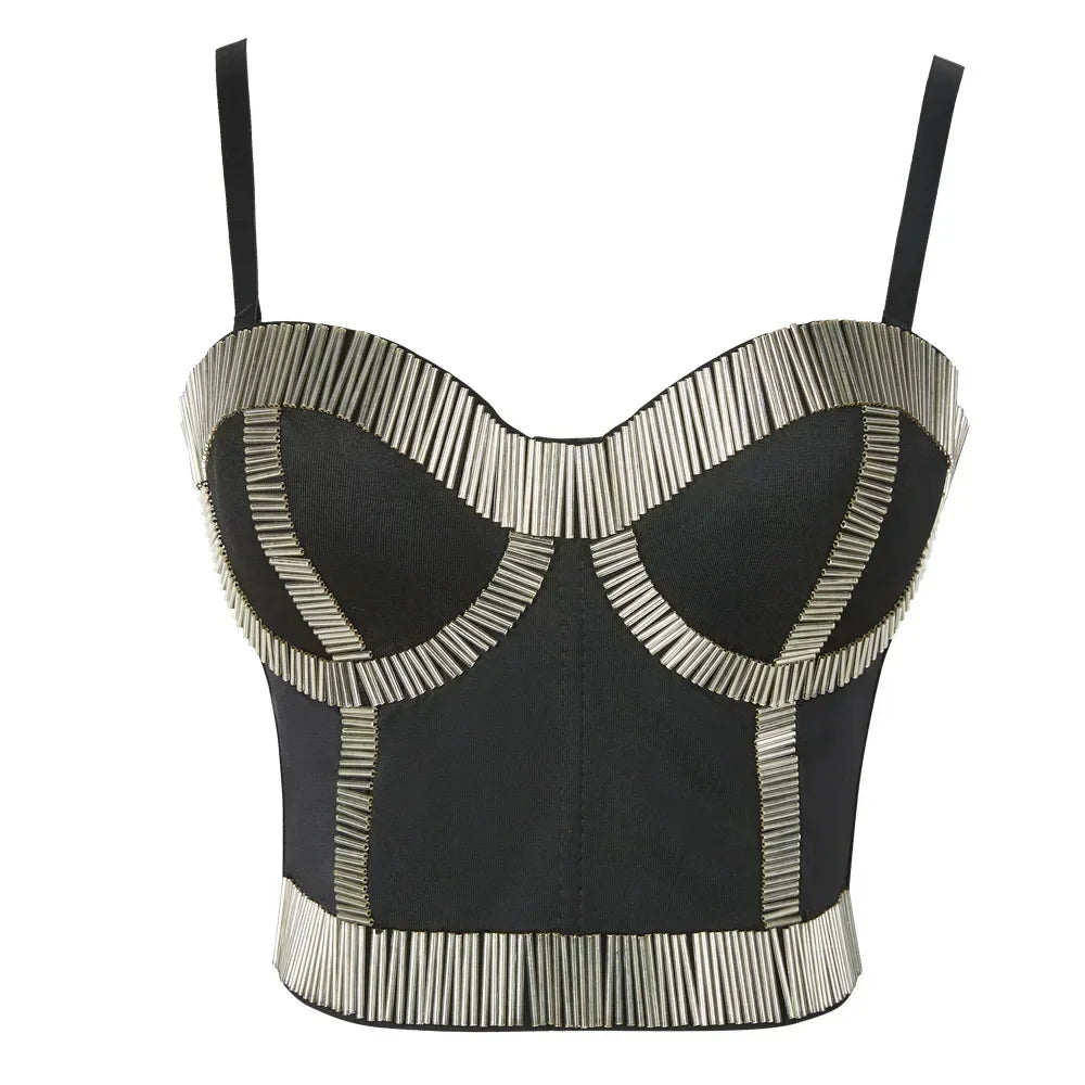Casual Steampunk Corset Top Silver