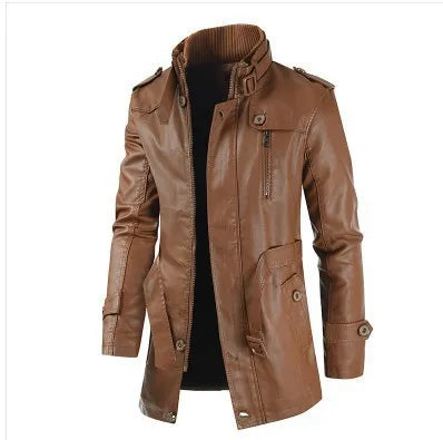 Casual Steampunk Faux Leather Jacket sleek
