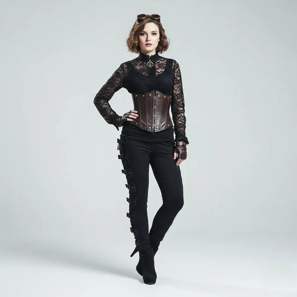 Casual Steampunk Lace-Up Pants