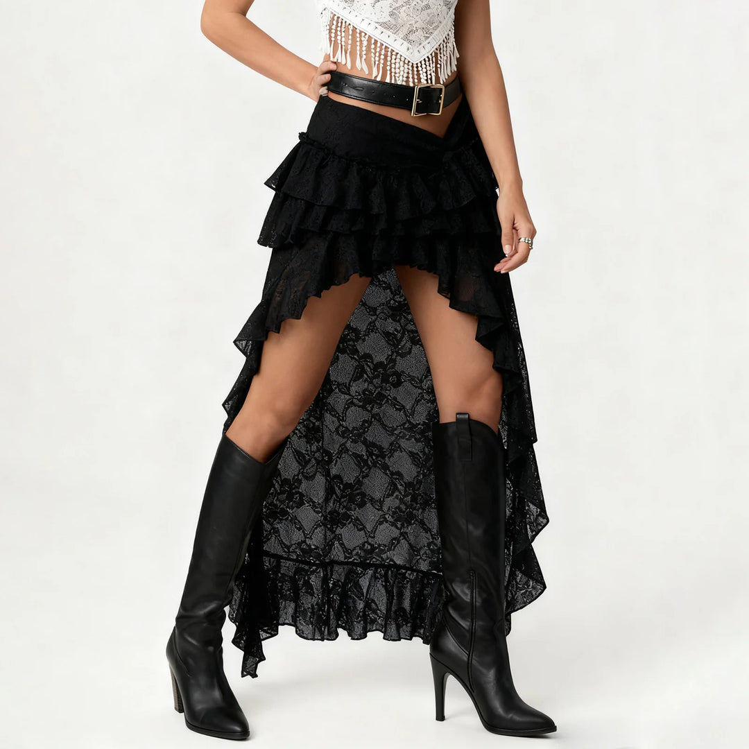 Casual Steampunk Ruffle Skirt feminine