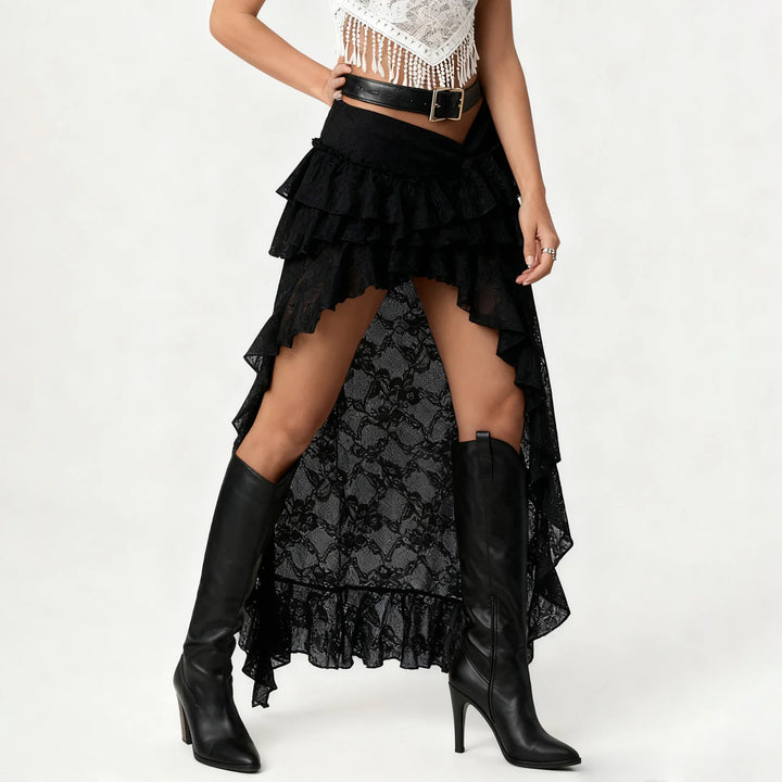 Casual Steampunk Ruffle Skirt feminine