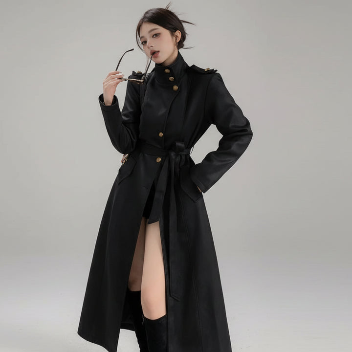Chic Black Maxi Steampunk Coat