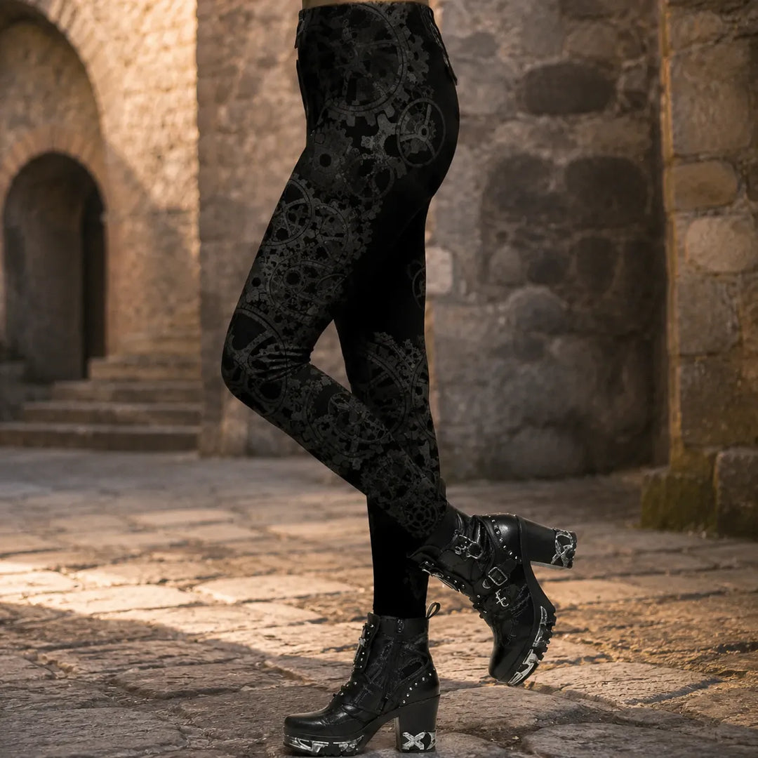 Chic Black Steampunk Leggings