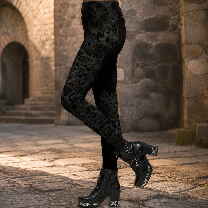 Chic Black Steampunk Leggings