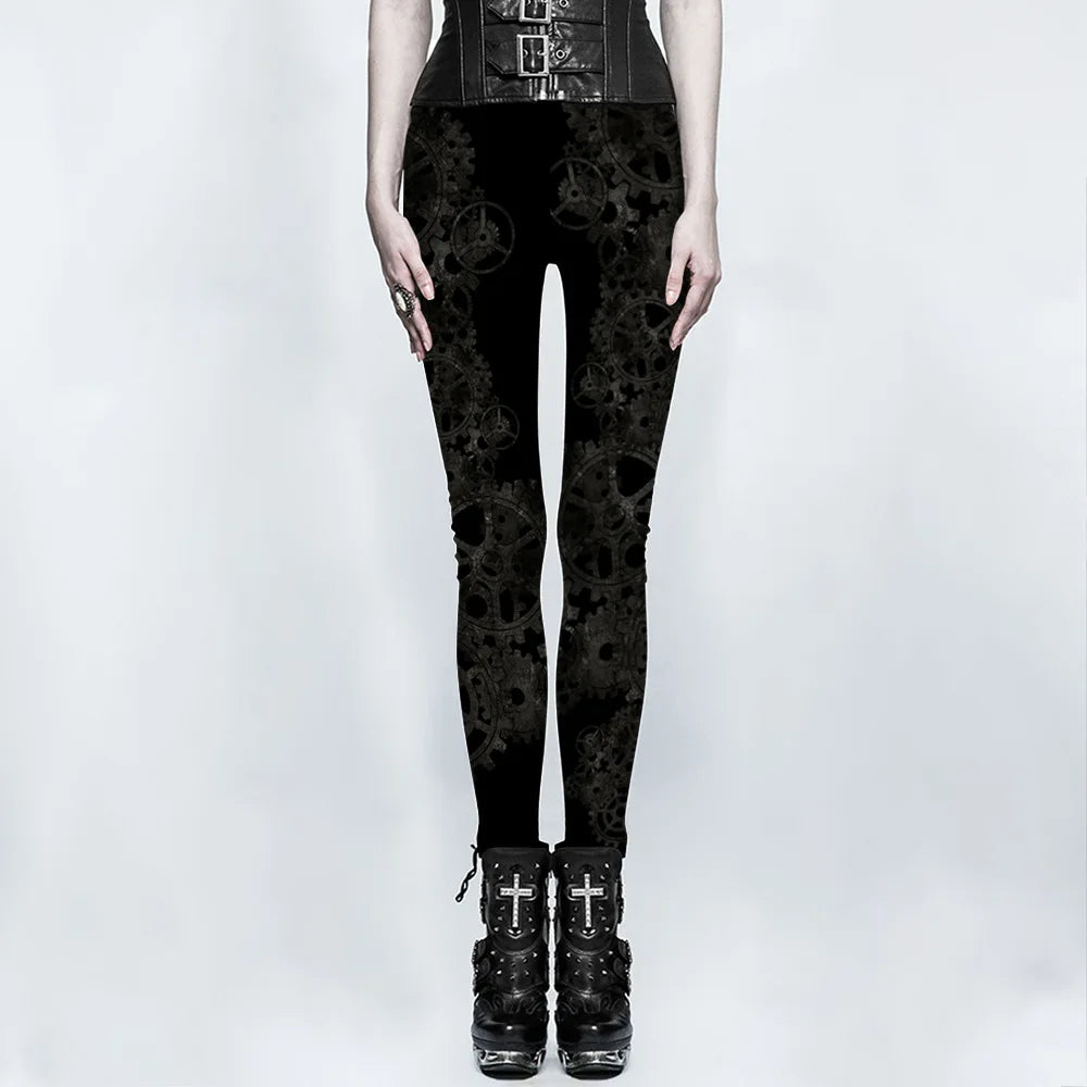 Chic Black Steampunk Leggings Design
