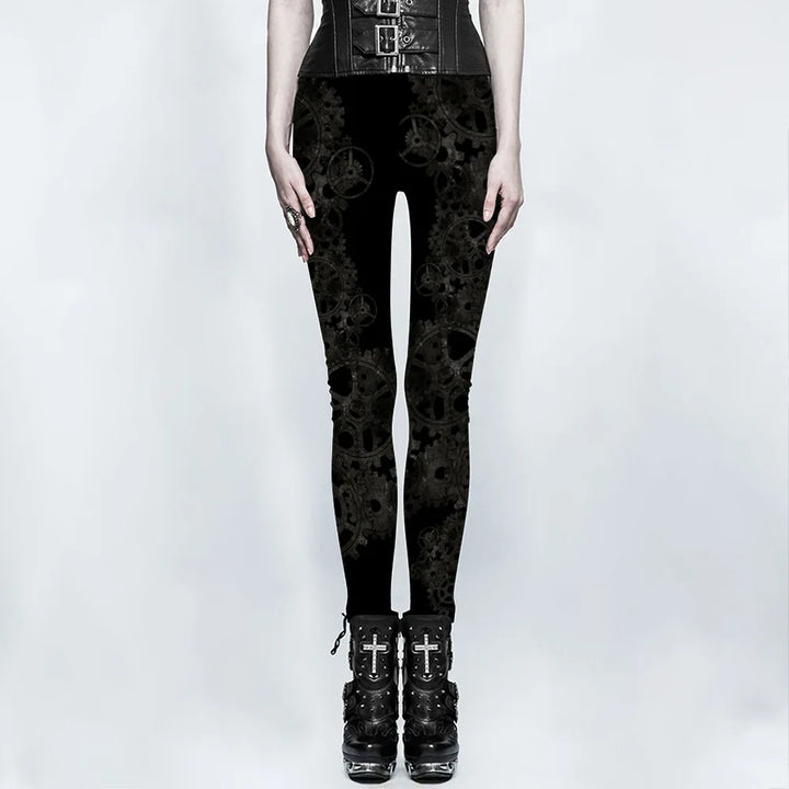 Chic Black Steampunk Leggings Design