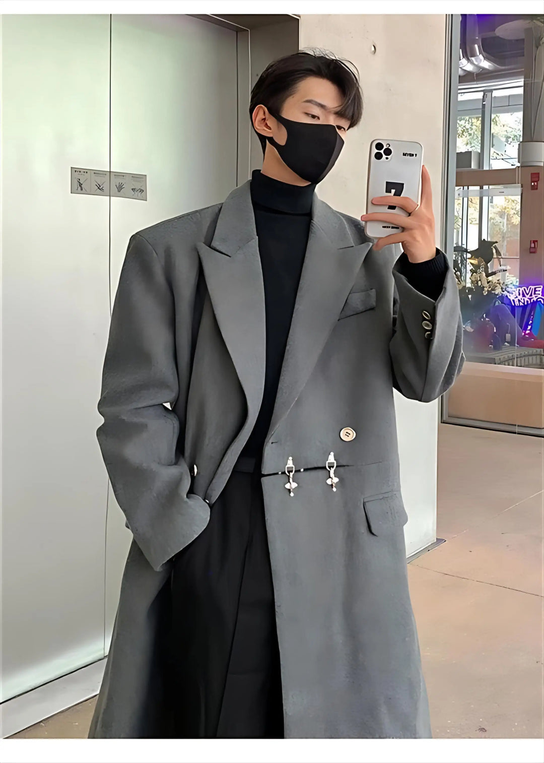 Chic Gray Steampunk Coat elegant