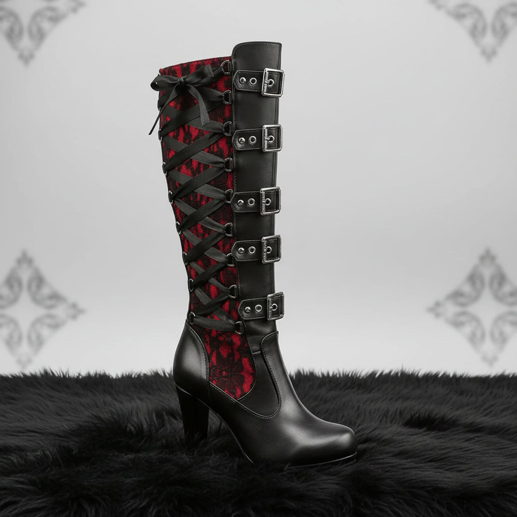 Chic High Steampunk Lace-up Boots