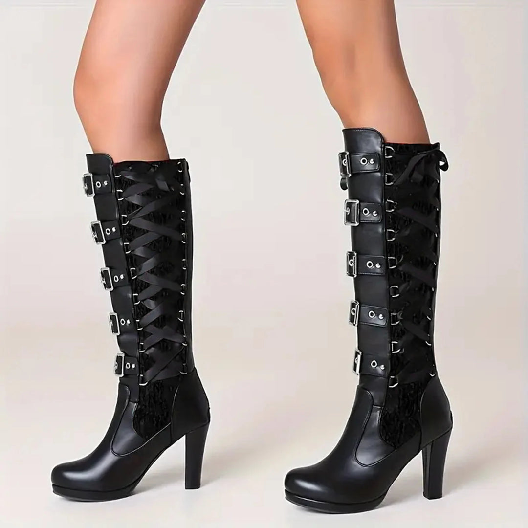 Chic High Steampunk Lace-up Boots vintage