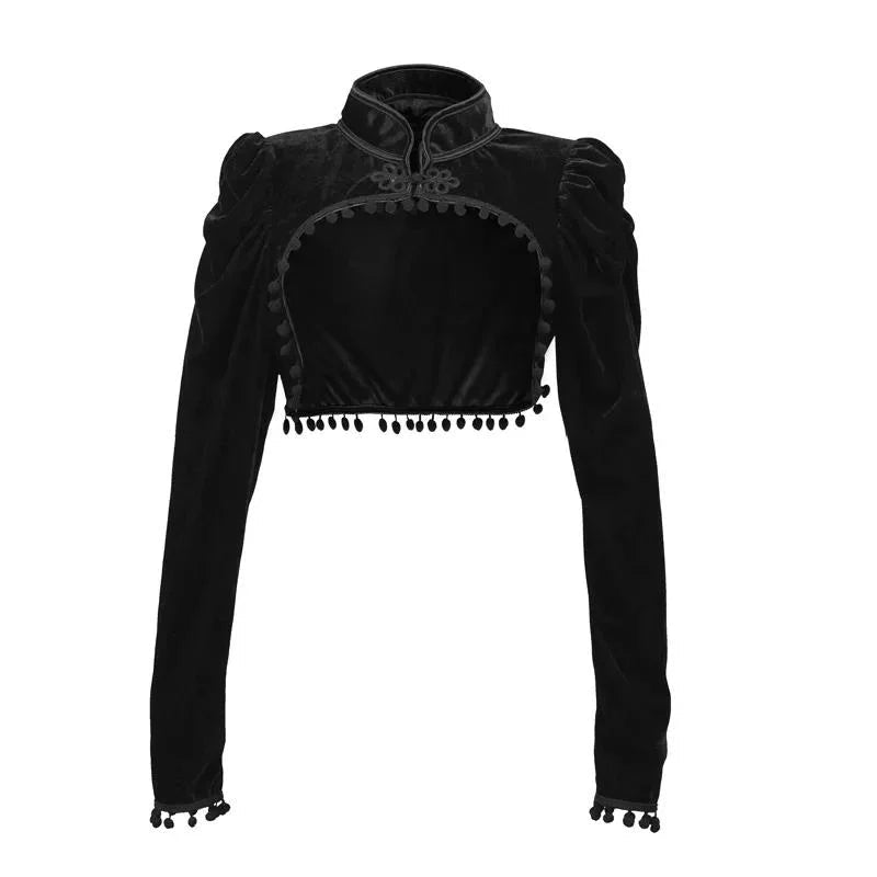 Chic Steampunk Crop Jacket Black