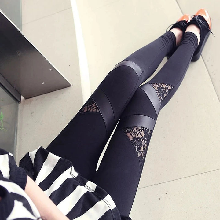 Chic Steampunk Leggings with Lace Design