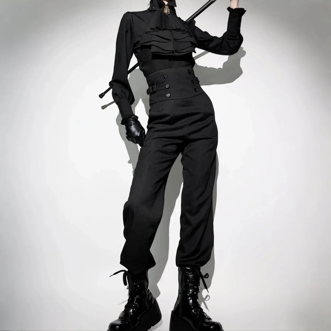 Chic Vintage Steampunk High-Waisted Pants 