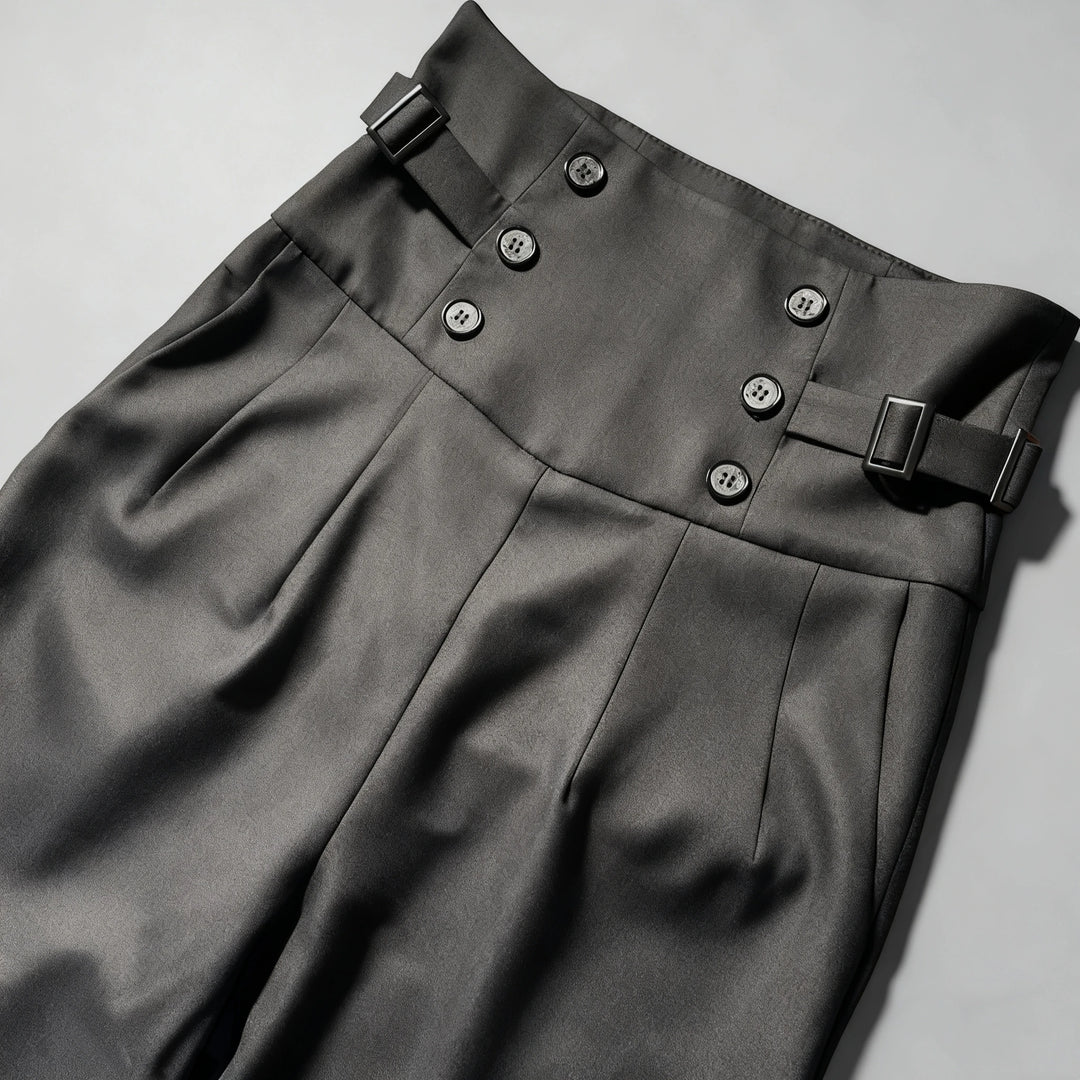 Chic Vintage Steampunk High-Waisted Pants Black