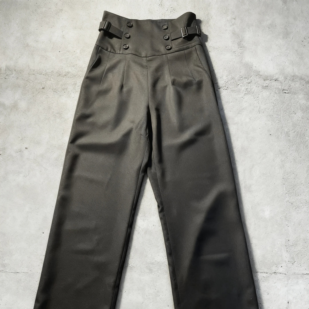 Chic Vintage Steampunk High-Waisted Pants Design