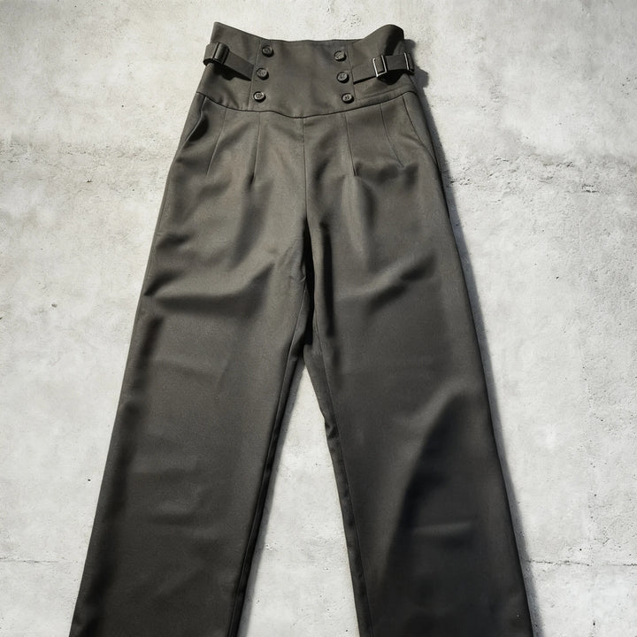 Chic Vintage Steampunk High-Waisted Pants Design
