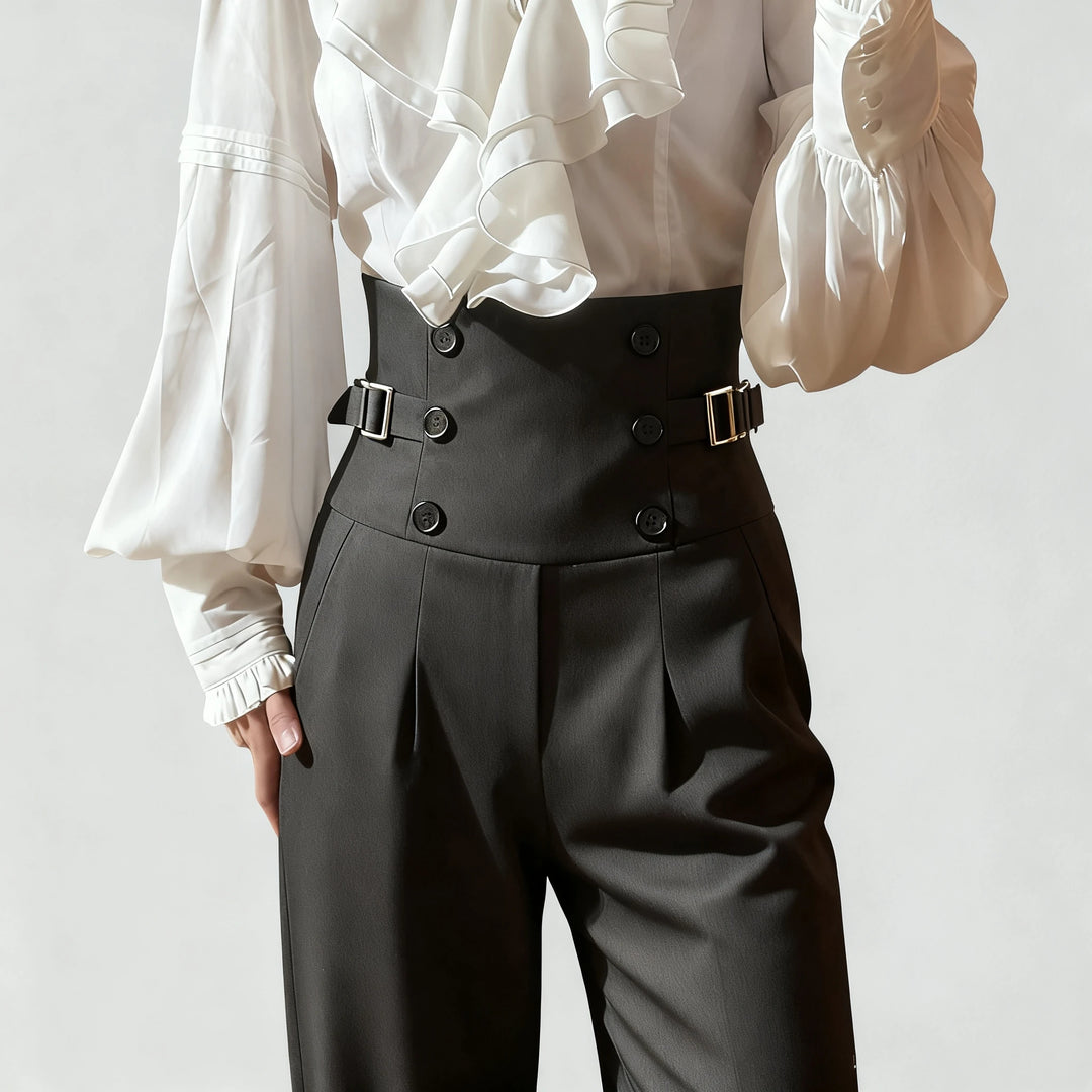 Chic Vintage Steampunk High-Waisted Pants Stylish