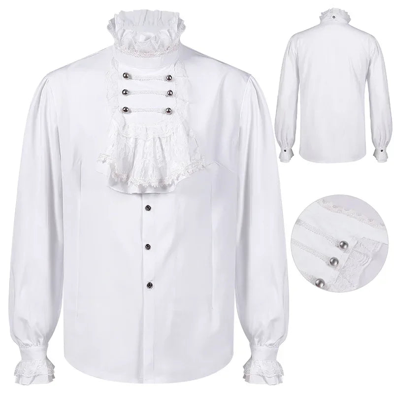 Chic Vintage White Steampunk Shirt – elegant style