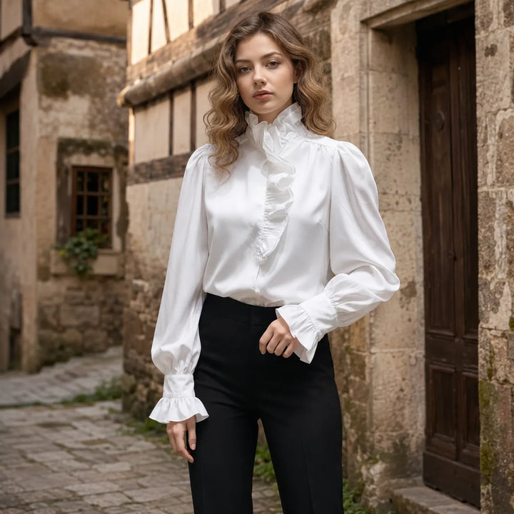 Chic White Steampunk Shirt