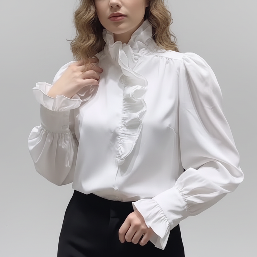 Chic White Steampunk Shirt elegant