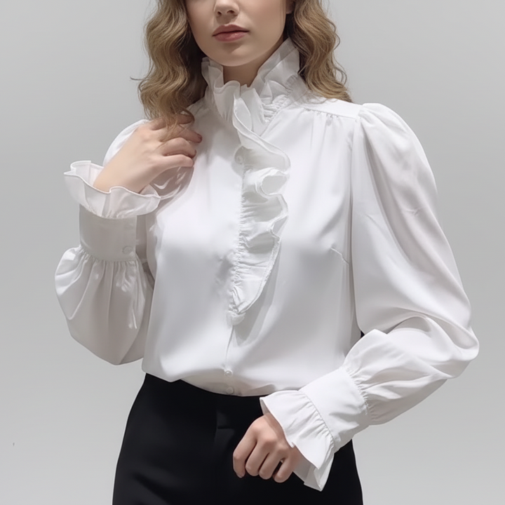 Chic White Steampunk Shirt elegant