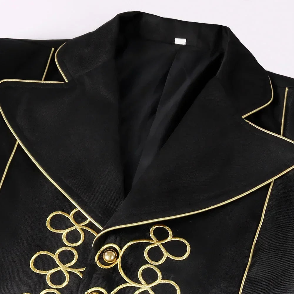 Chic embroidered steampunk jacket decorative stitching